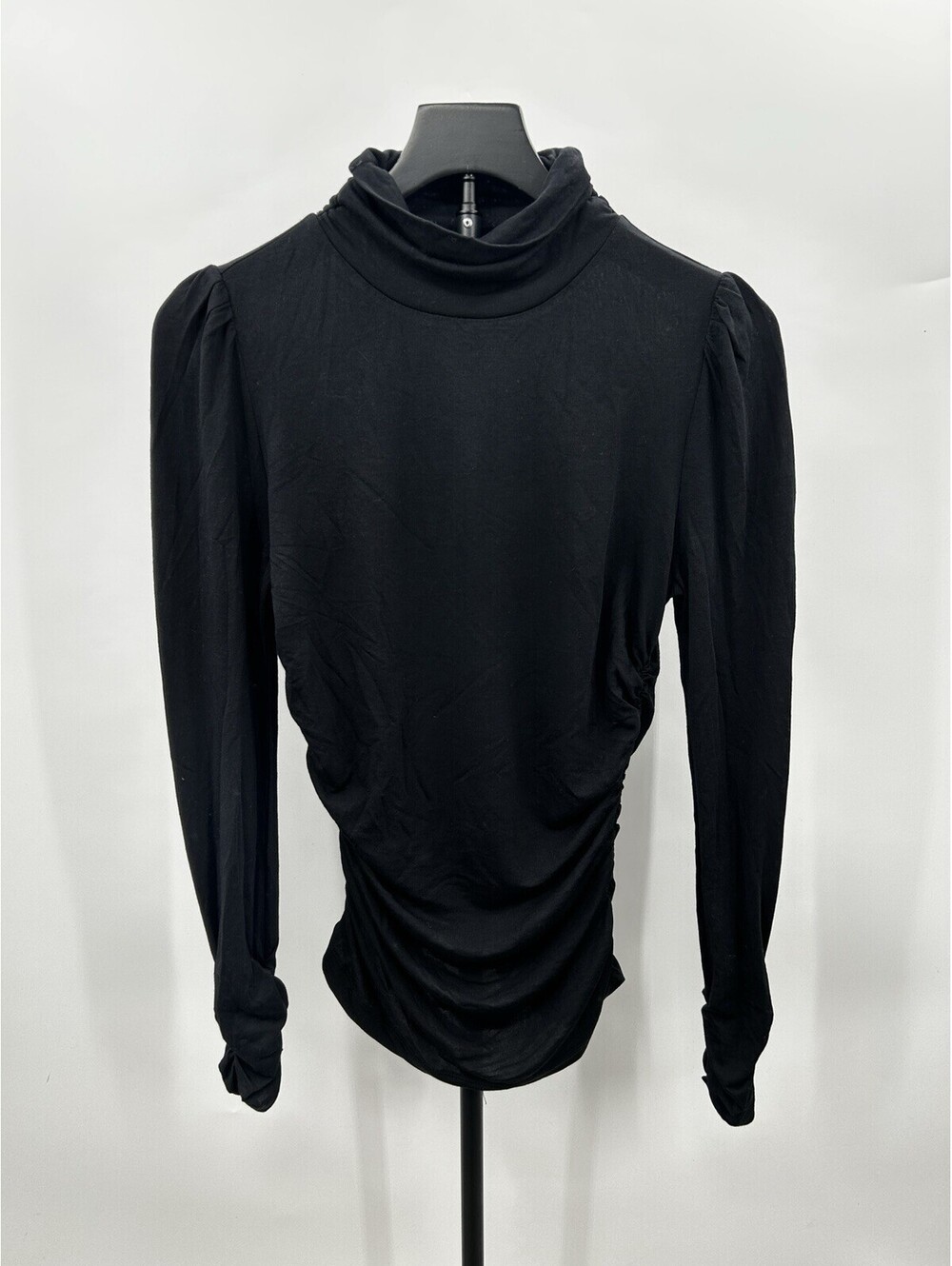 Joe’s Jeans Woman’s Long Sleeve Black Top Turtle Neck Ruched Sides Size S